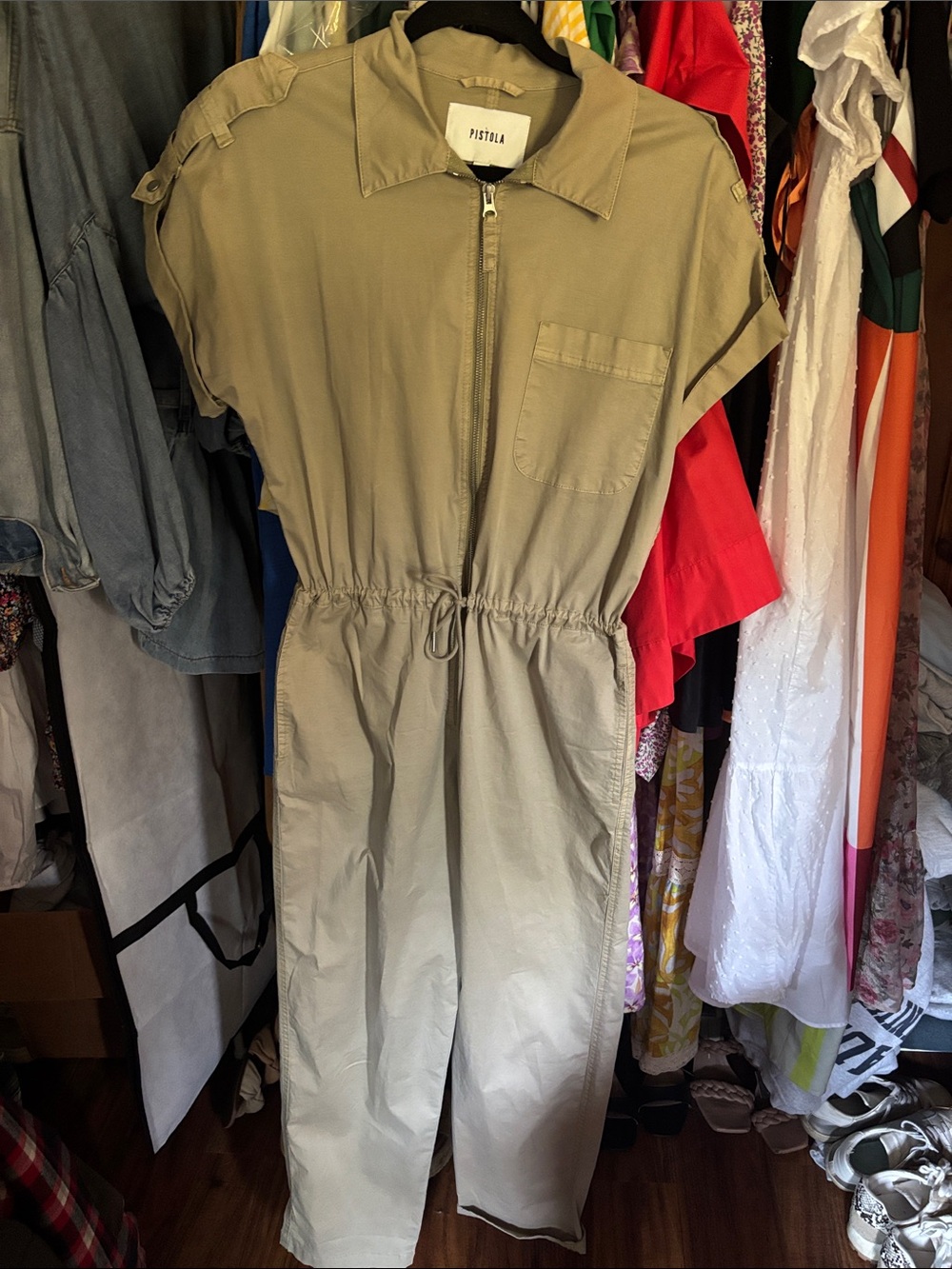 pistola Olive Utility Zip-Front Jumpsuit